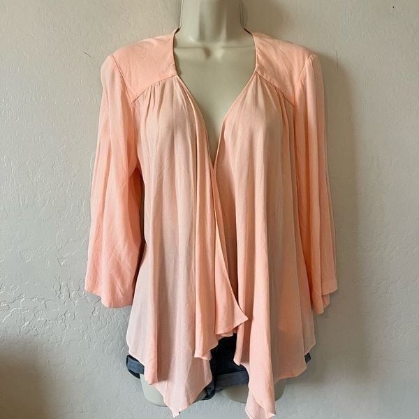 big discount Maurice’s NWT coral pink open front  lightweight silky cardigan top blouse HZKqkLwm5 Online Exclusive