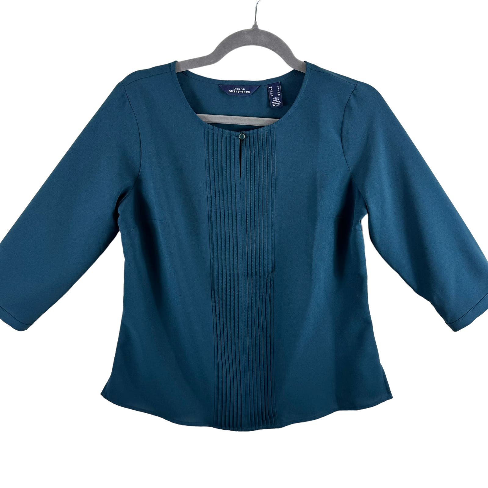 Stylish Lands´ End Outfitters Teal 3/4 Sleeve Roun