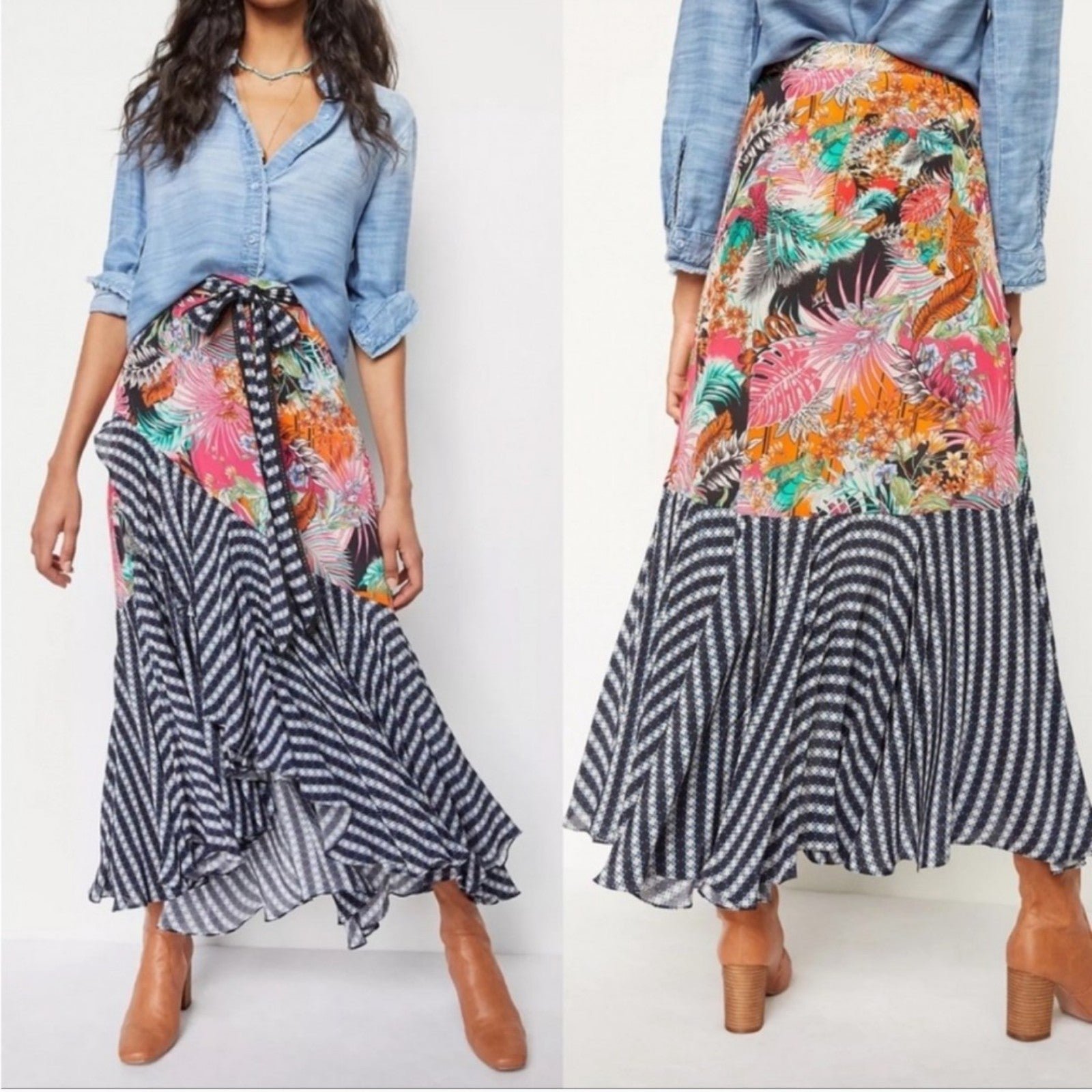 the Lowest price Anthropologie Bhanuni Hana Ruffled Maxi Skirt Sz 6 lK2qxw56E Factory Price