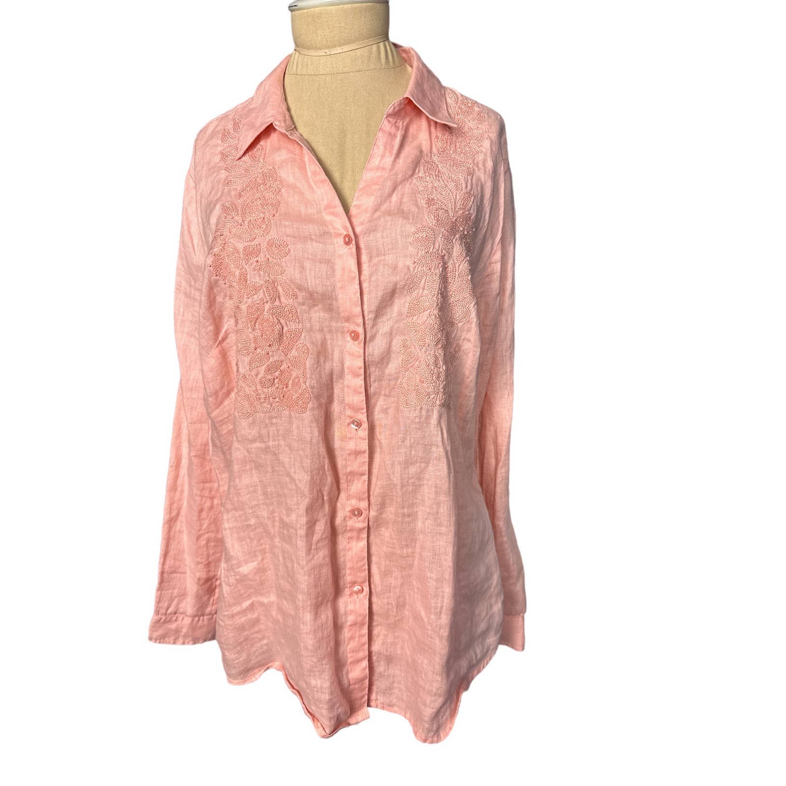The Best Seller Charter Club Coral Pink Linen Embroider
