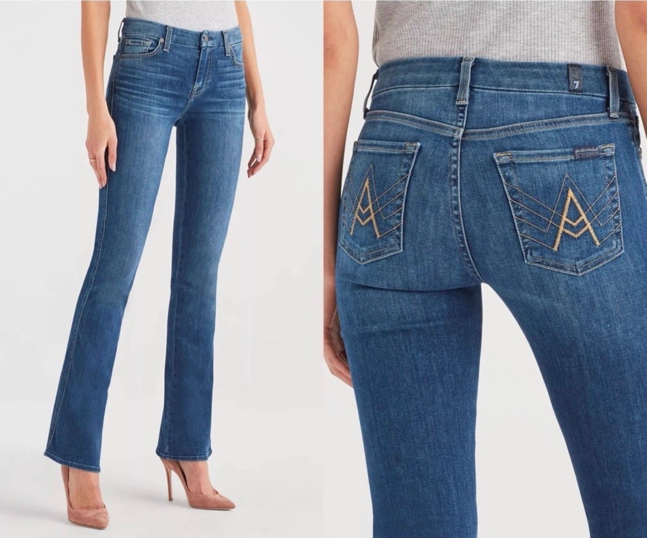 Elegant 7 for All Mankind A Pocket Flare Jeans in Anthem Blue Size 26 HhqJyit8Y just for you