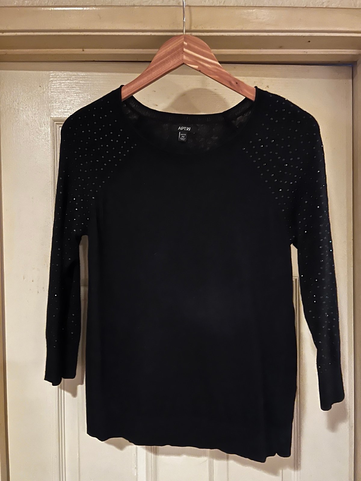 Beautiful Apt. 9 Black studded long sleeve top Size PS shirt blouse sparkle P6YYmMltu Discount