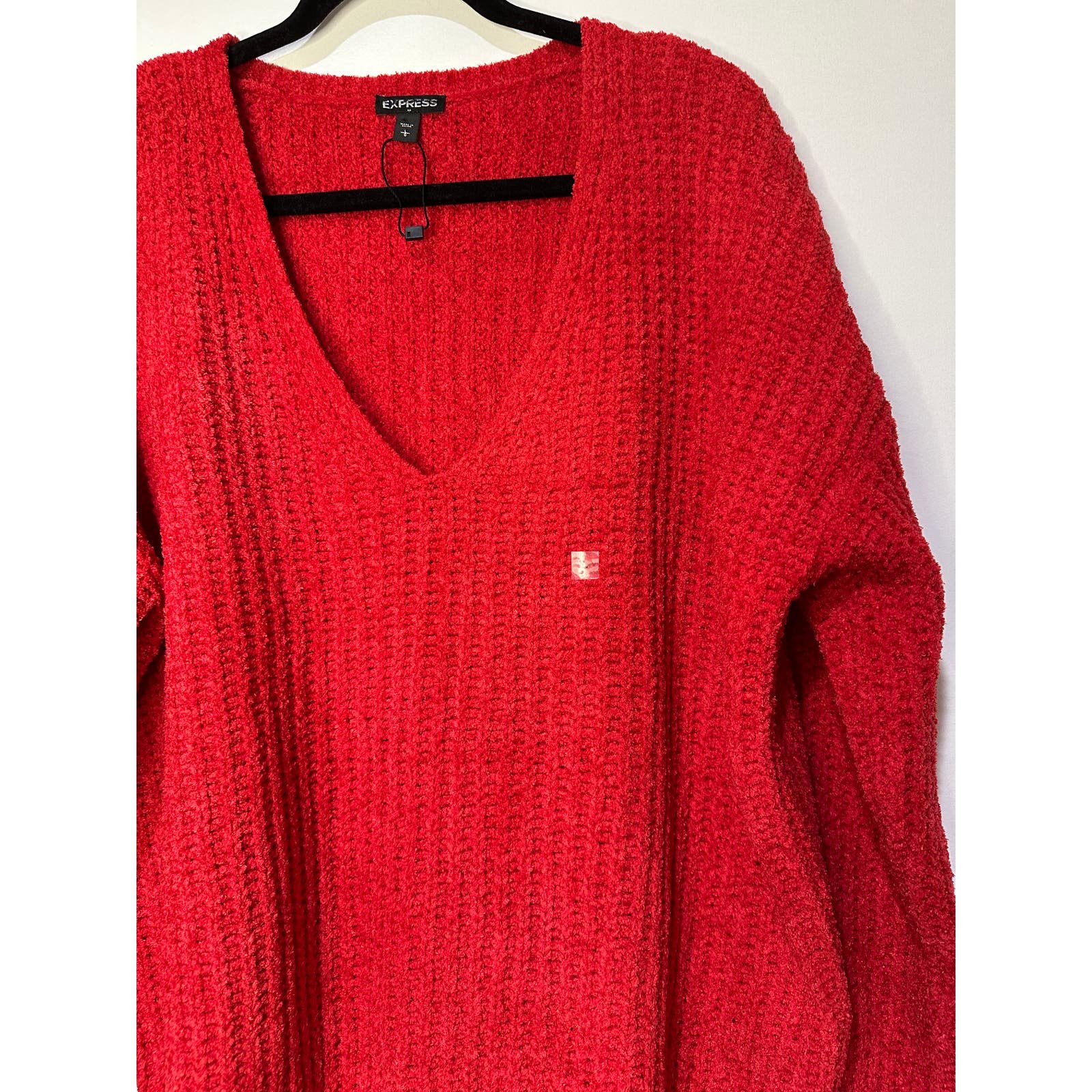 Stylish Express V-Neck Red Sweater Long Sleeves Oversized Size Large New w/ Tags OIEkFEyRC Great