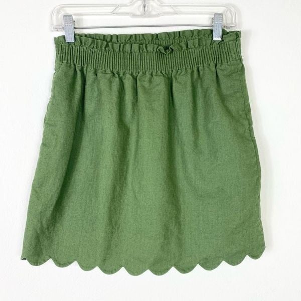 high discount J. Crew Olive Green Linen Blend Scalloped Hem Mini Skirt n41QeUhRw all for you