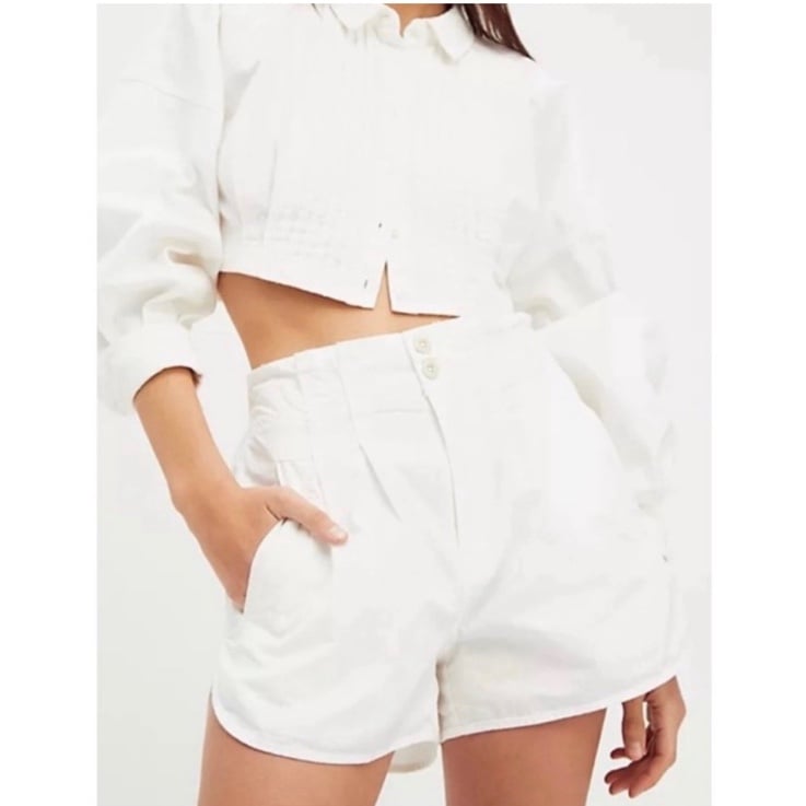 Latest  NWT Free People Pleated Pull On Shorts White Oo