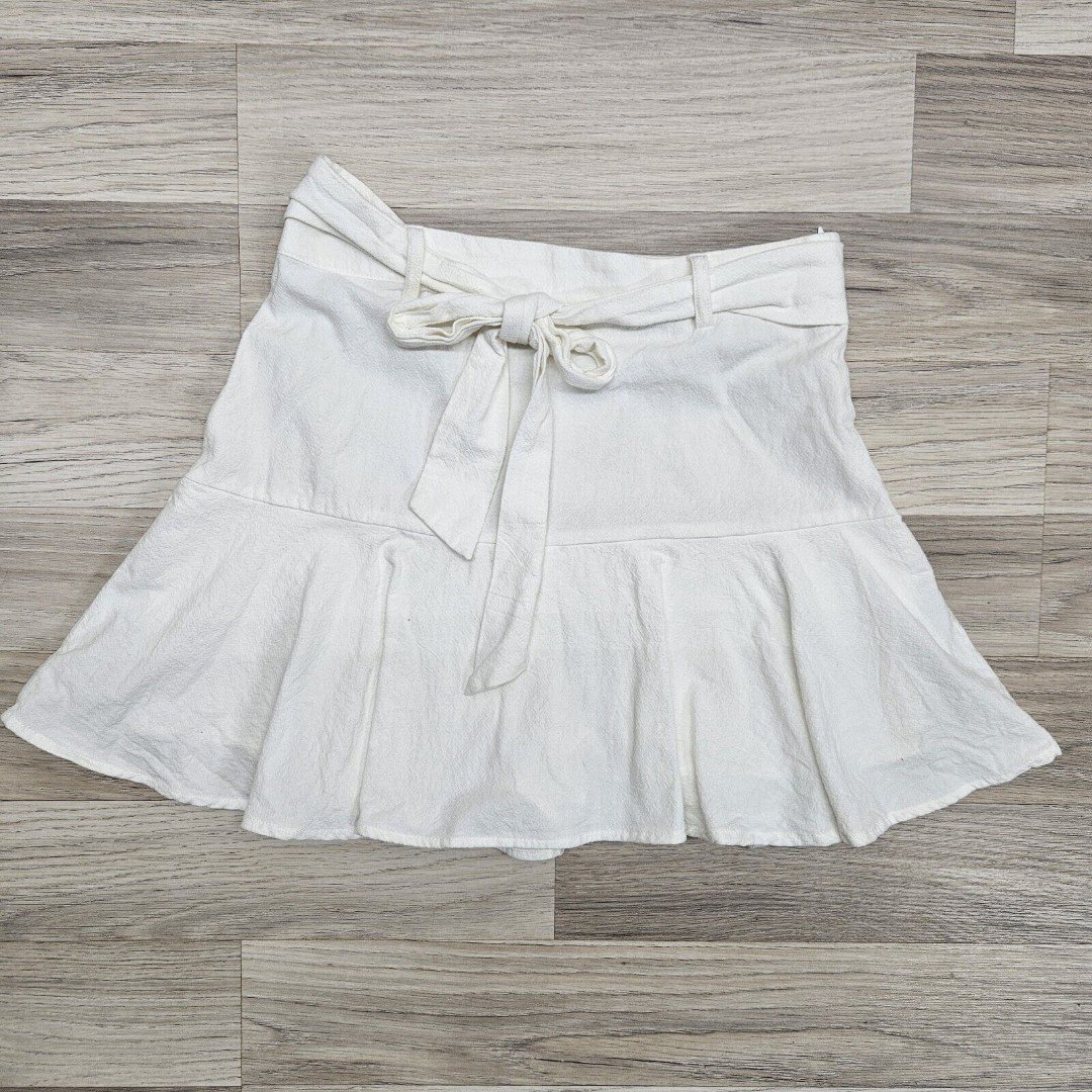 Elegant GRADE & GATHER Womens White Linen Skort Skirt S