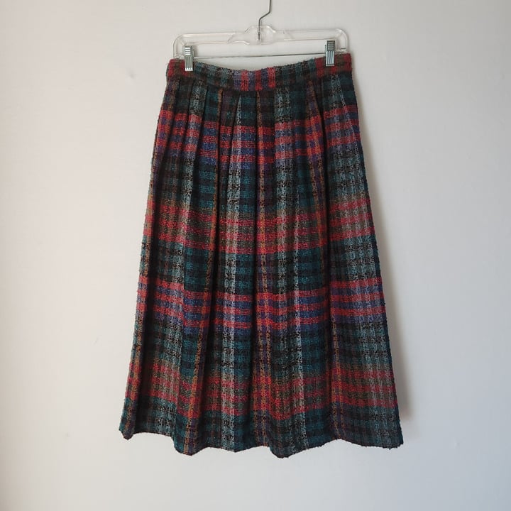save up to 70% Vintage Diane Von Furstenberg Wool Blend Tweed Plaid Pleat Skirt Pocket Sz.14 LAqK2foDg all for you