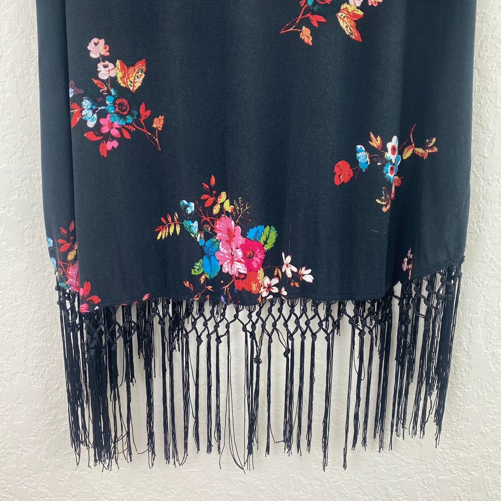 Latest  Xhiliration Black Floral Fringe Kimono Ox9sKTFQa Wholesale