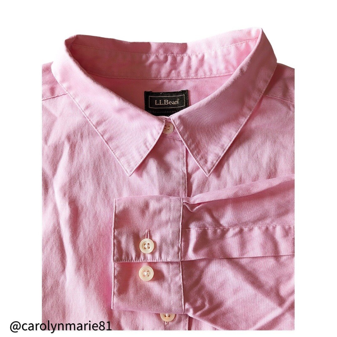 Latest  L.L. BEAN Pink Pastel Poplin Button Down Shirt 