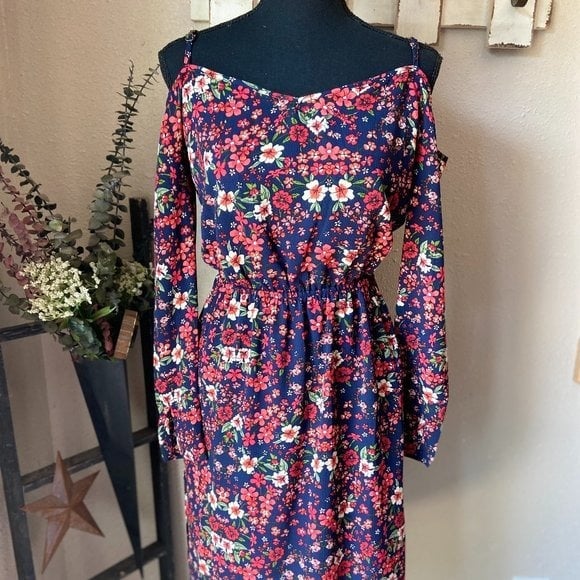 where to buy  NWT Mimi Chica Navy and Pink Floral Cold Shoulder A-Line Dress S KqT683s5x US Outlet