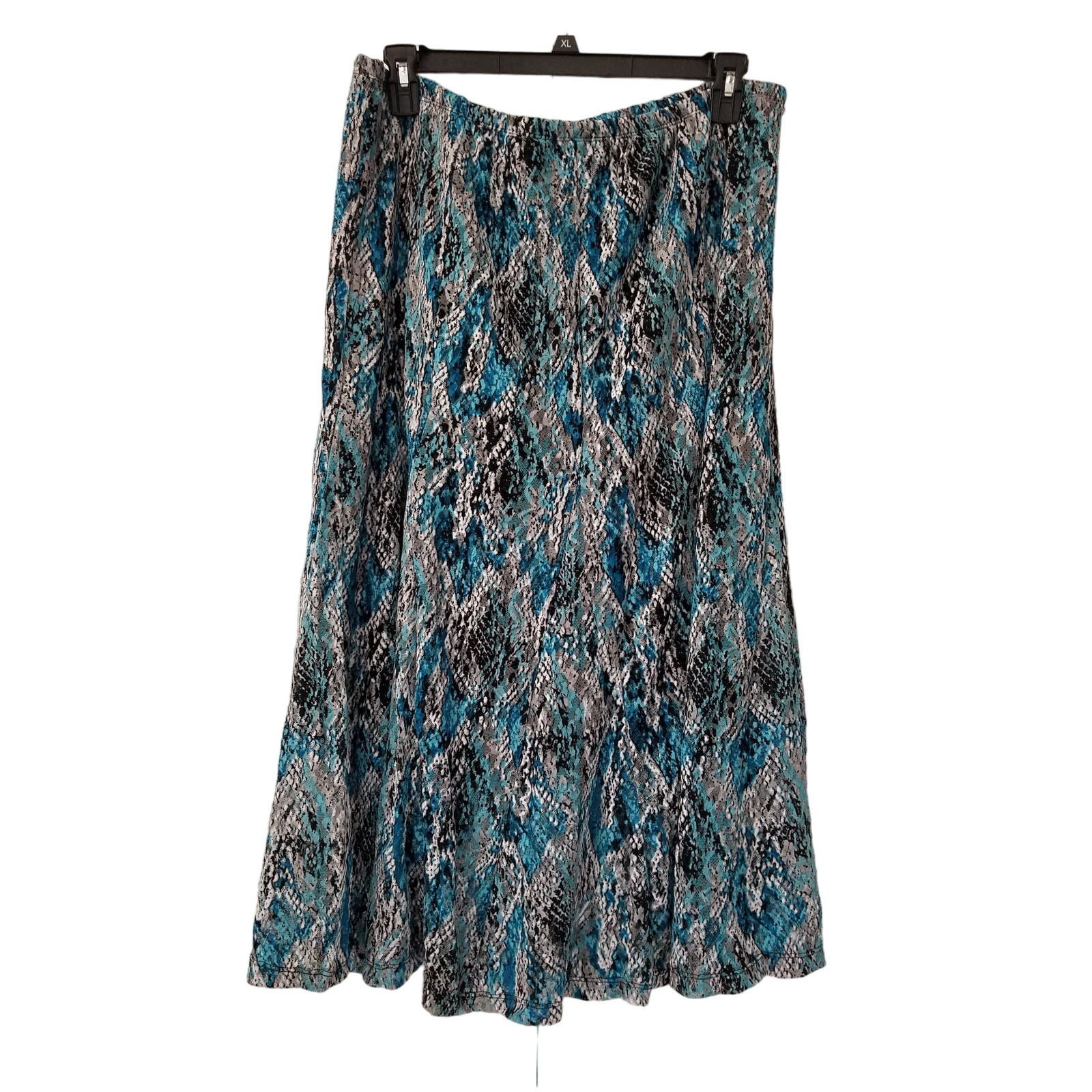 Simple JM Collection Woman Pull-On Midi Skirt Blue Multi Size 2X NWT $60 OOPaVRfbT Fashion
