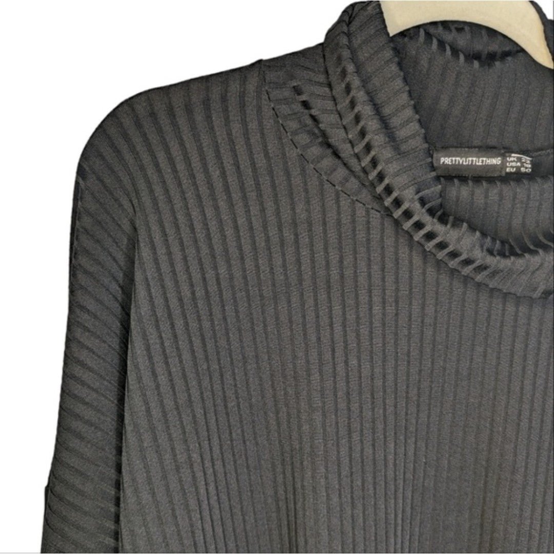Personality Pretty Little Thing Plus Size Black Ribbed High Neck Sweater | Size 18 hxIokiRPB Store Online