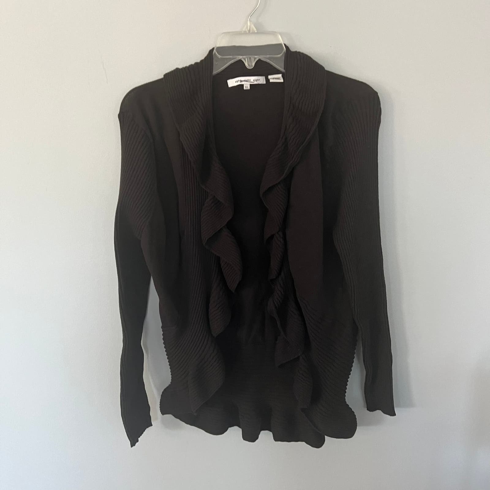 Comfortable eight eight eight Open Front Ruffle Black Cardigan Size XL oF6VIHKi8 Online Exclusive