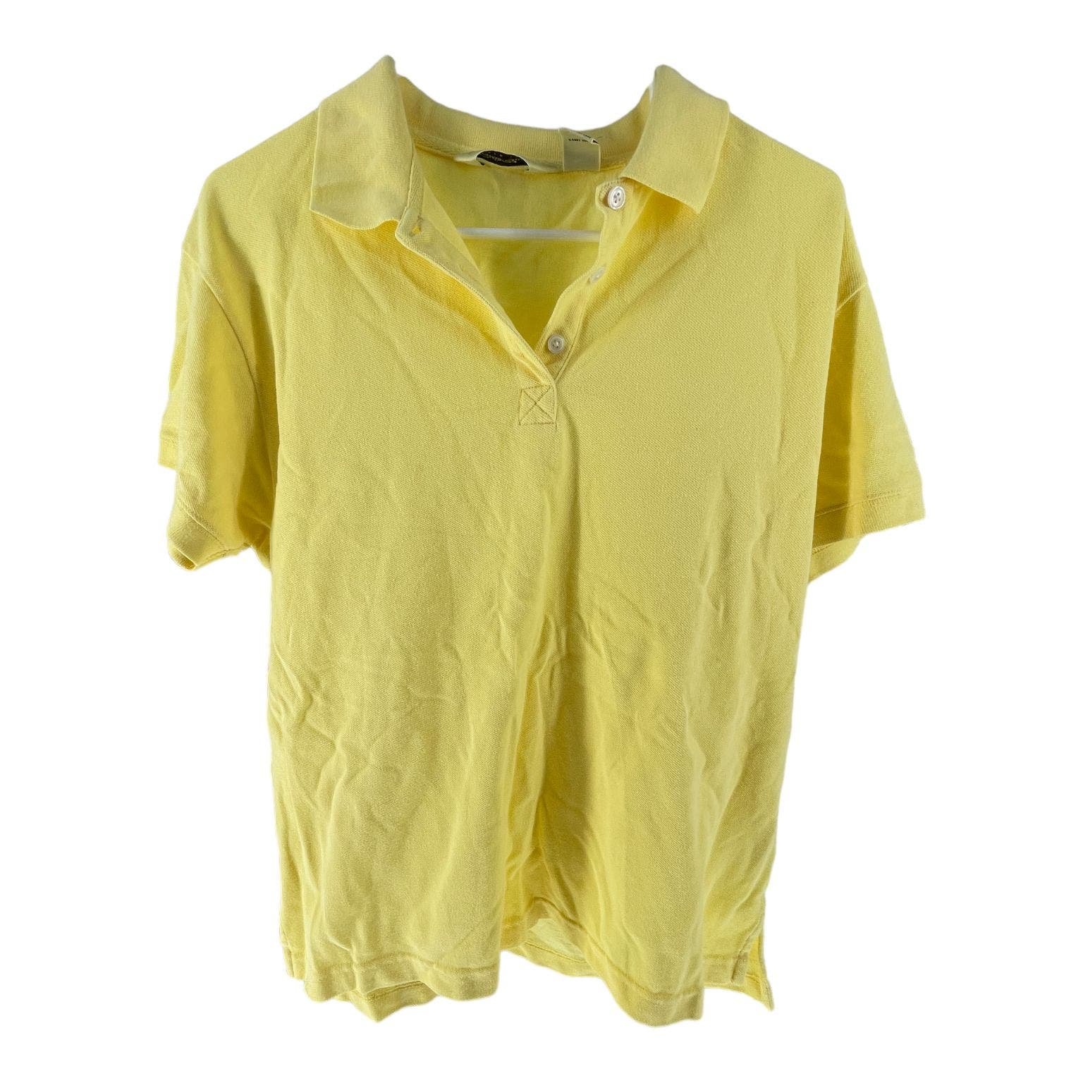 Comfortable Eddie Bauer Yellow Short Sleeve Cotton Collared Polo Shirt Women´s Size Large iGhEzrIPt Low Price