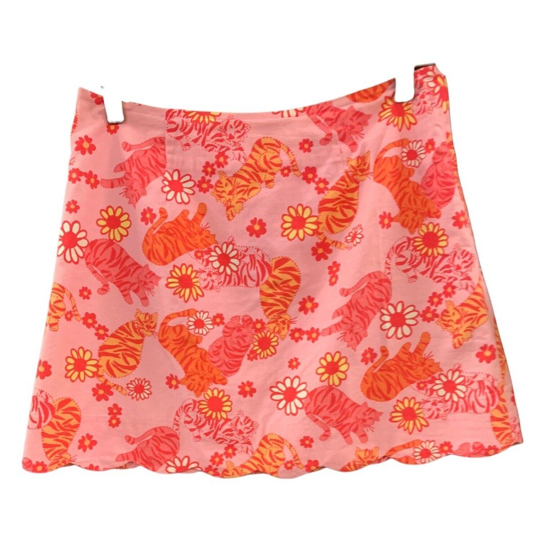 Simple Lilly Pulitzer Pink Floral Print Cotton Scallope