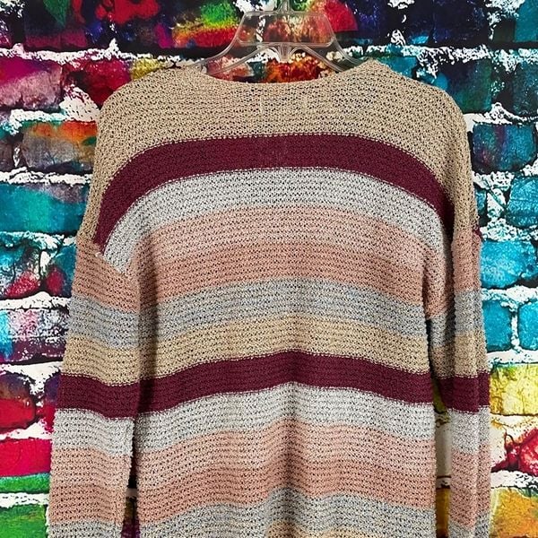 where to buy  Knox Rose Knit V-Neck Striped Pullover Sweater Size Small Boho MimPaQn0g Factory Price