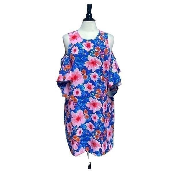 floor price Mud Pie Floral Shoulder Ruffle Sleeve Dress Size Large NWOT o1LSrRxKB US Sale