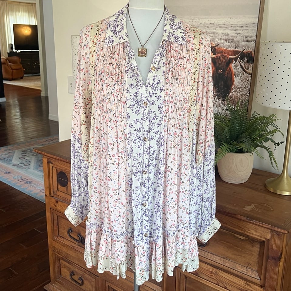 Personality Free People Lost In You Floral Swing Tunic Mini Dress S KlLI8r7em Hot Sale