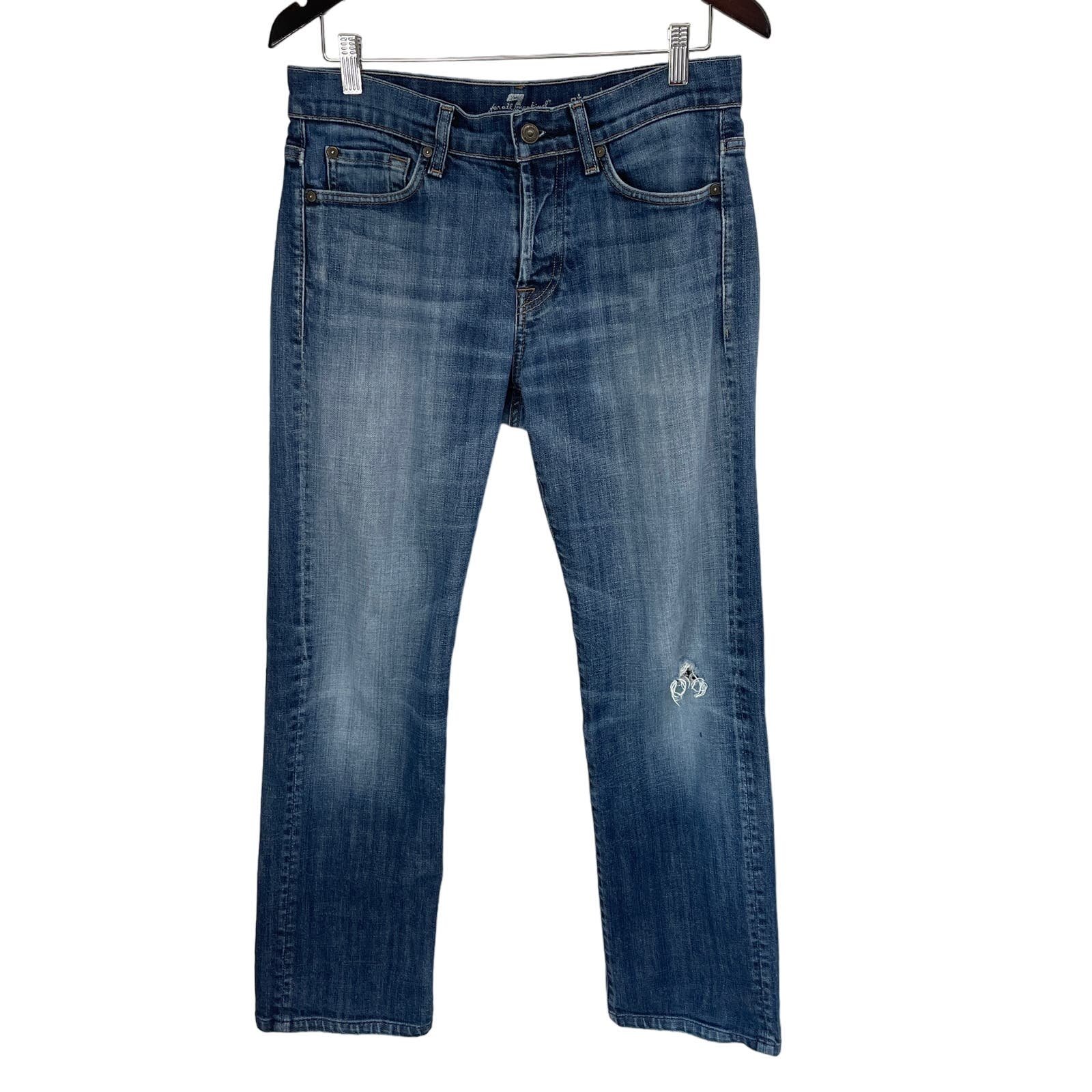 Buy 7 FOR ALL MANKIND Standard Straight Distressed Butt