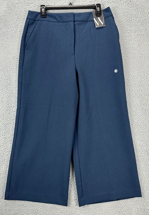 good price Worthington Pants Womens 10 Blue Wide Leg Cropped High Rise Stretch Ladies NEW izPr0DxHj online store