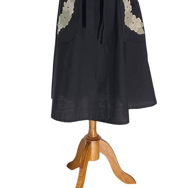 Perfect Vintage Bunny Osbrink Womens 70s Floral Appliqué Wrap Skirt Black Size M Boho nfieYT76c US Sale