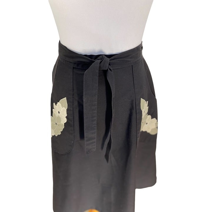 Perfect Vintage Bunny Osbrink Womens 70s Floral Appliqué Wrap Skirt Black Size M Boho nfieYT76c US Sale