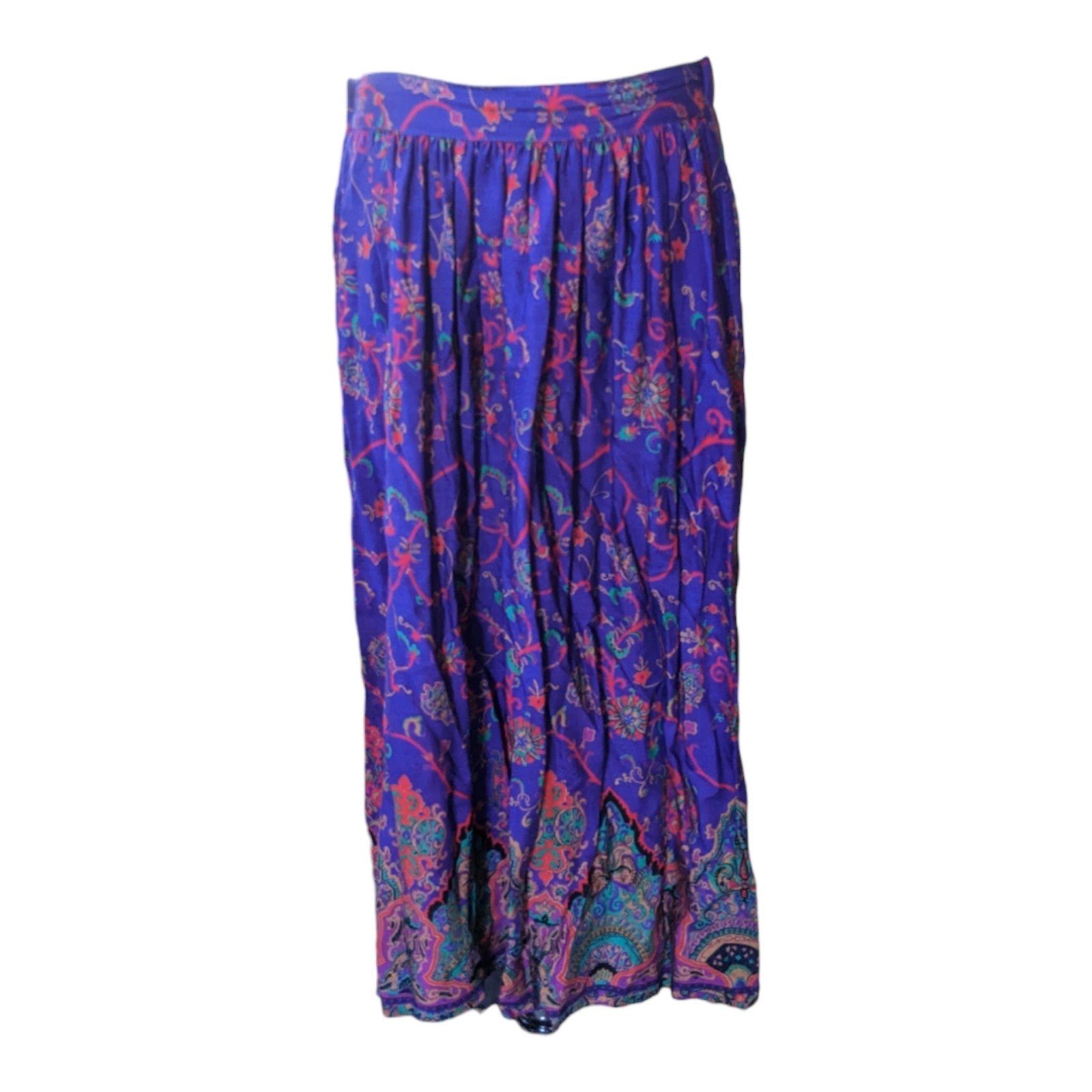 Affordable Vintage Purple Floral Print Side Button Skirt With Pockets By Sweater Loft FGdfJZkMn US Sale