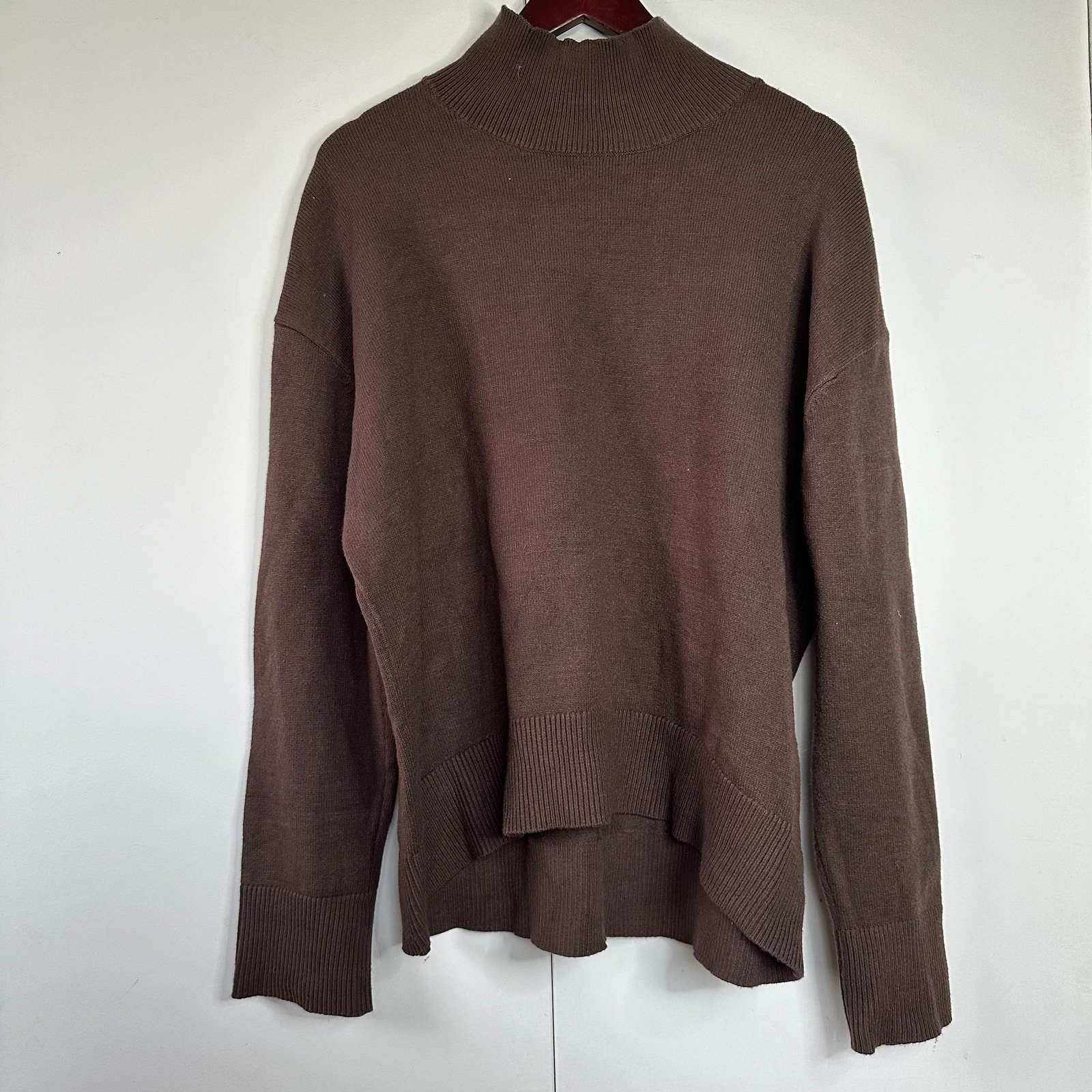 the Lowest price Oak + Fort Mock Neck Brown Sweater jTU