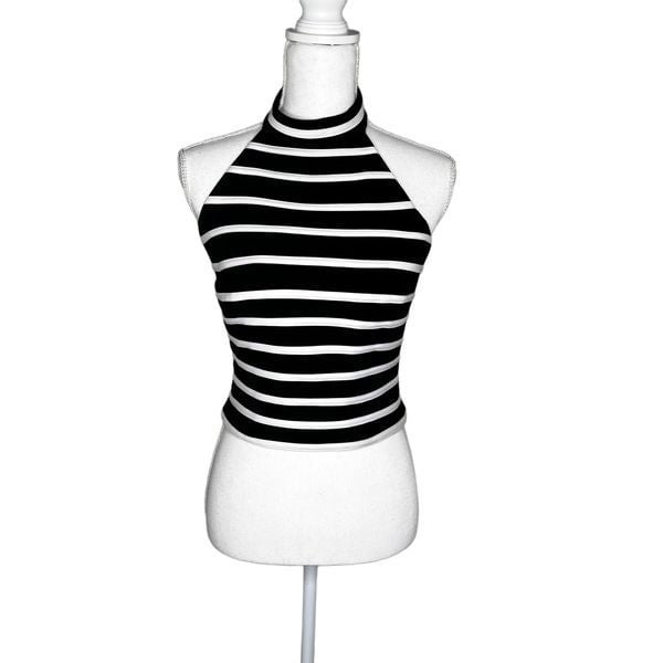 large discount JS Collection black and white striped halter top - size 8 KT2OHj3FK High Quaity