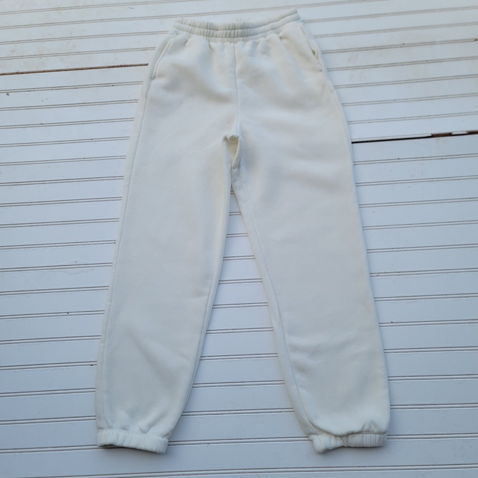 Perfect Simply Blessed Ivory Cream Cozy Fleece  Lined Jogger Sweatpants Elastic Waist M hC4oD3s05 Cheap