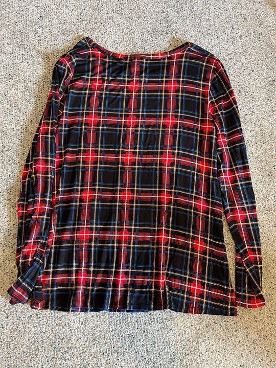 where to buy  24/7 Long Sleeve Plaid Stretchy Top OODbaLegH hot sale