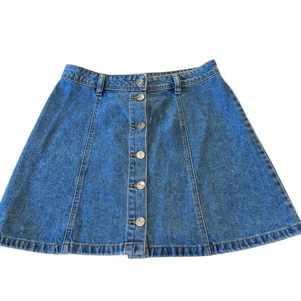 Authentic Divided Button Front Denim Mini Skirt, Size 4 MGcqv1PI3 best sale