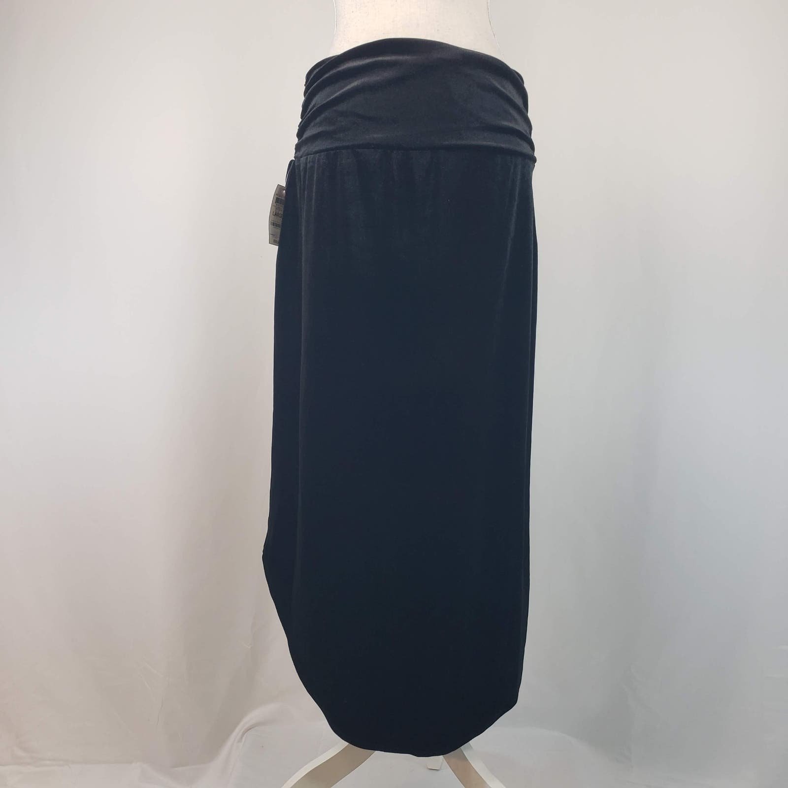 Popular NWT bar III Black Ruched Asymmetrical Slit Front Velvet Midi Skirt L j2VceapS3 outlet online shop