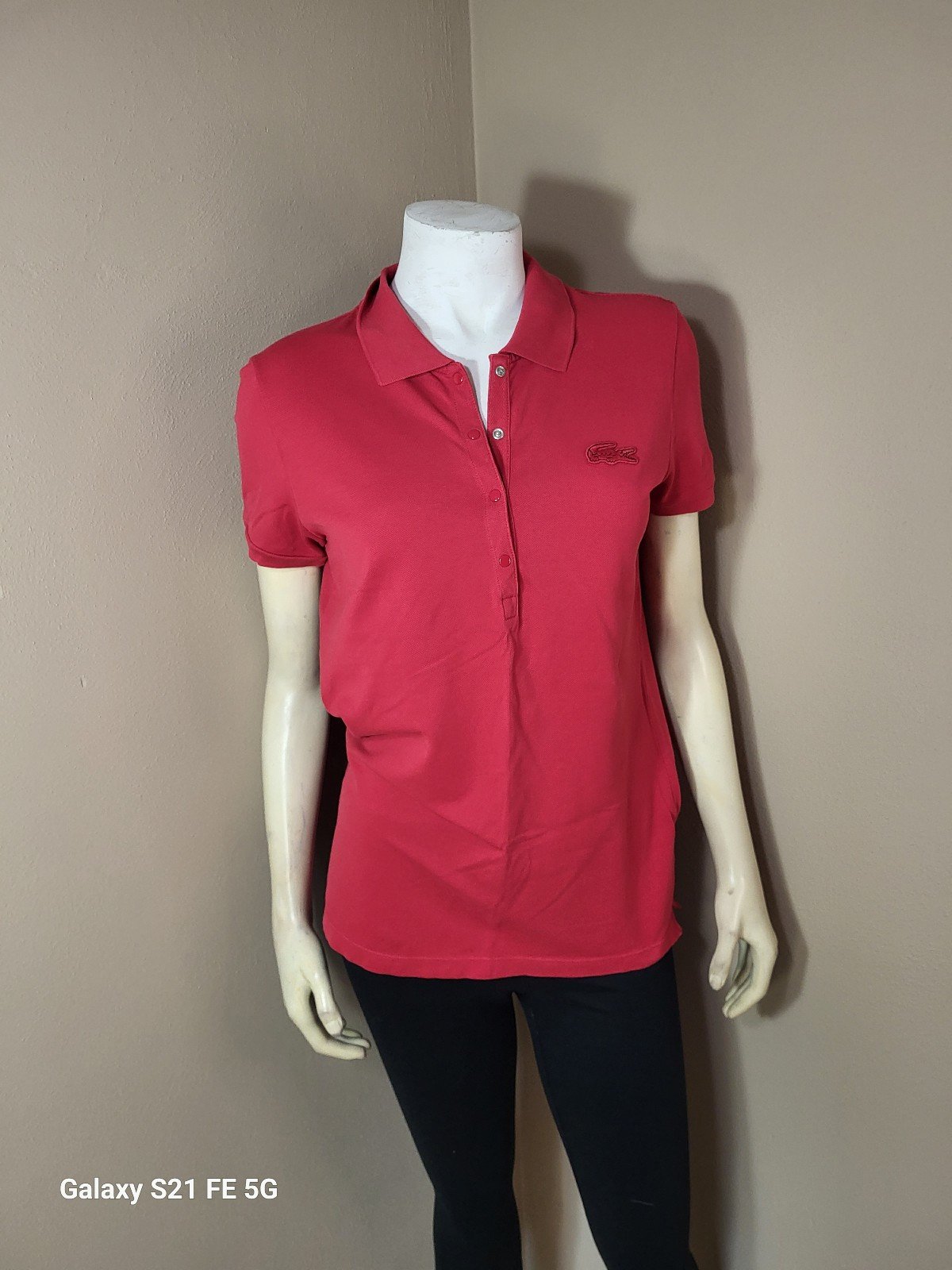 Promotions  Lacoste Womens Pink Polo Shirt Sz 42/L
.in 