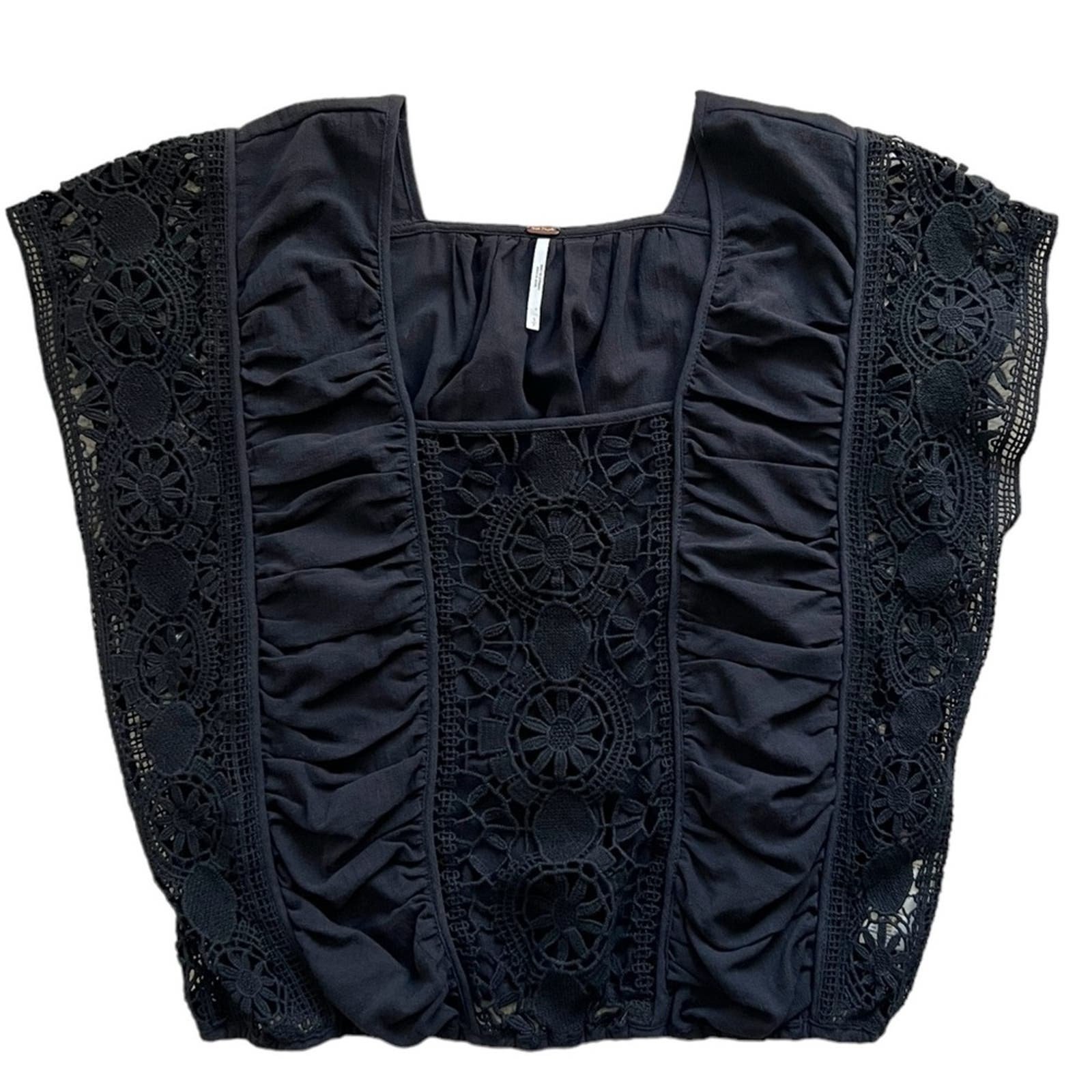 reasonable price Free People Boho Crochet knit top size womens small KCWQjF5NZ Online Exclusive