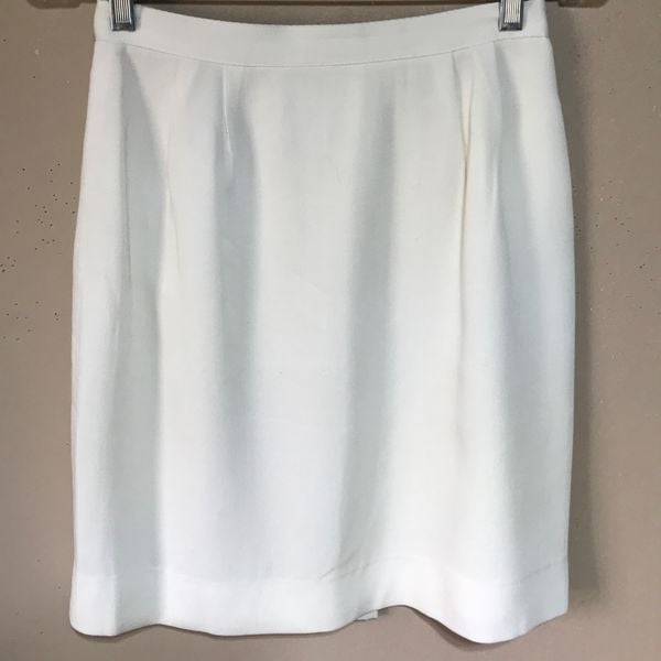 Fashion Vintage 90s cream textured pencil mini skirt mo
