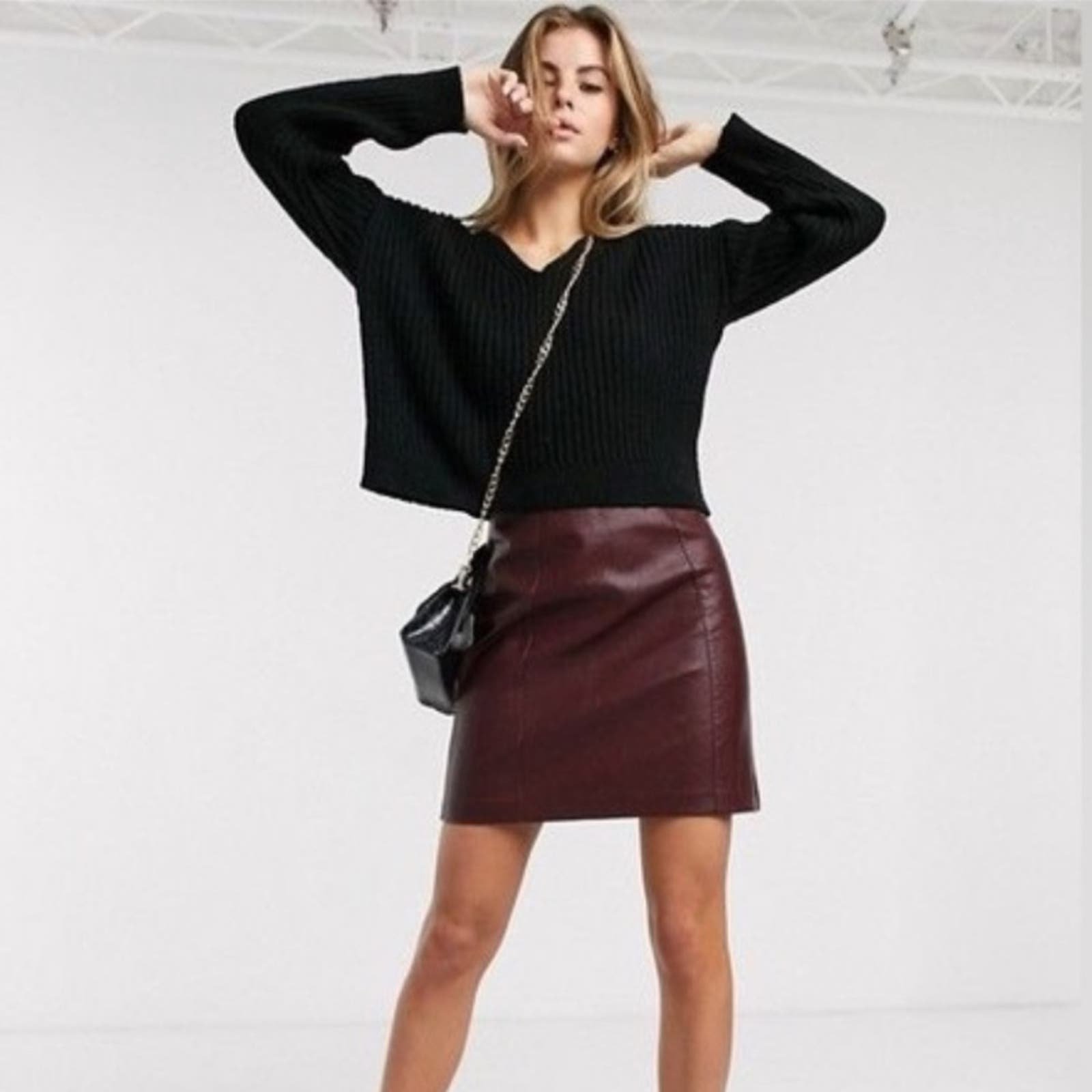 Buy NWOT Faux Leather Burgundy Mini Skirt n92IVnW9j Onl