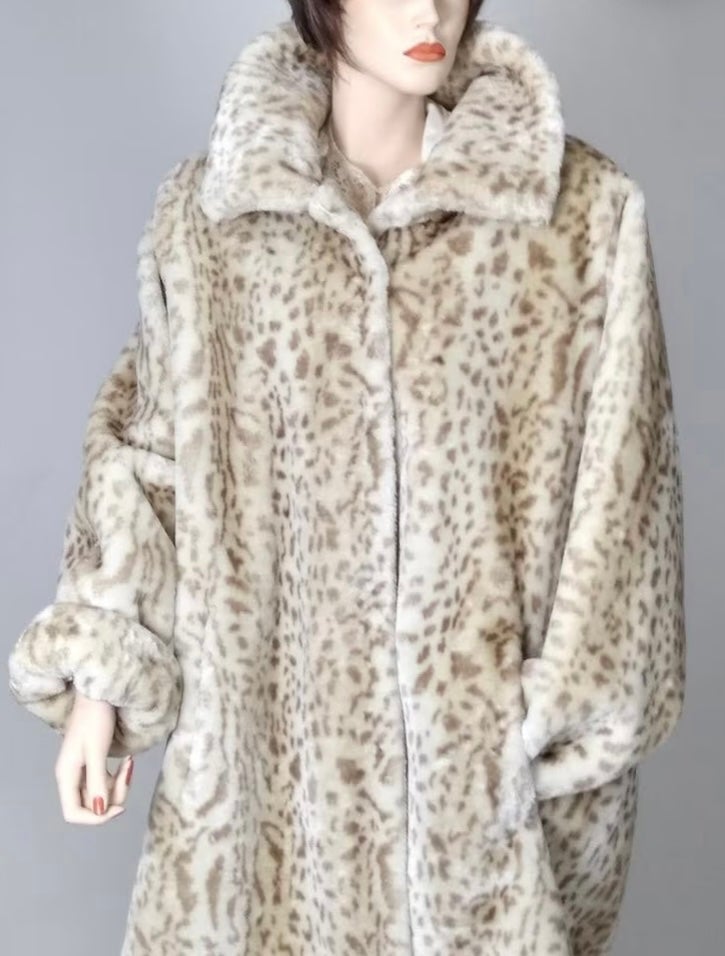 Popular NWT VINTAGE LONG ANIMAL PRINT faux fur jacket D