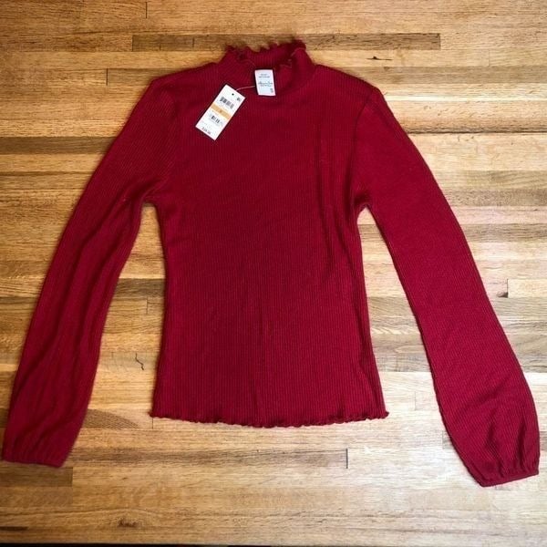 High quality American Rag Womens Juniors Ribbed Mock Neck Pullover Top Red Small IQsQ0GCiX Counter Genuine 