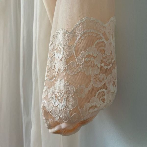 cheapest place to buy  Women´s Sheer Floral Laced Elbow Sleeve Night Dress In Cream Size L IT7axVfME Counter Genuine 