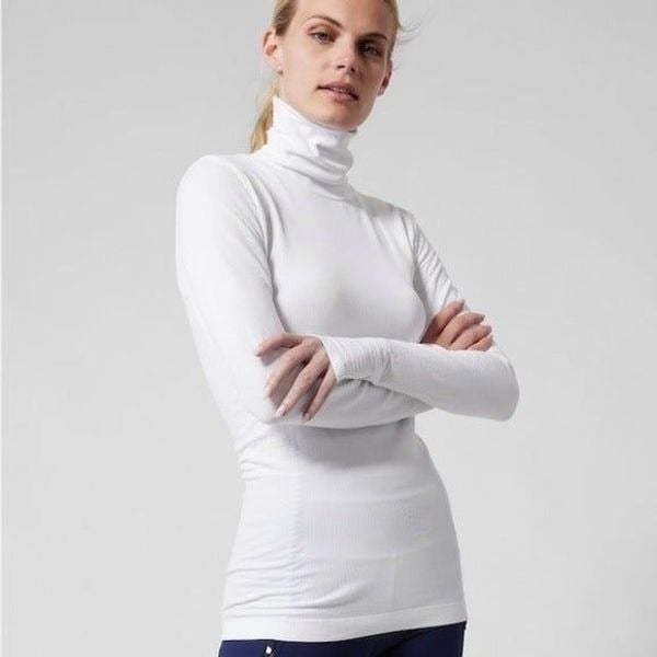 Personality Athleta Flurry Blizzard Seamless Rib Turtleneck size S SMALL // Bright White nLdwDOvt5 Fashion