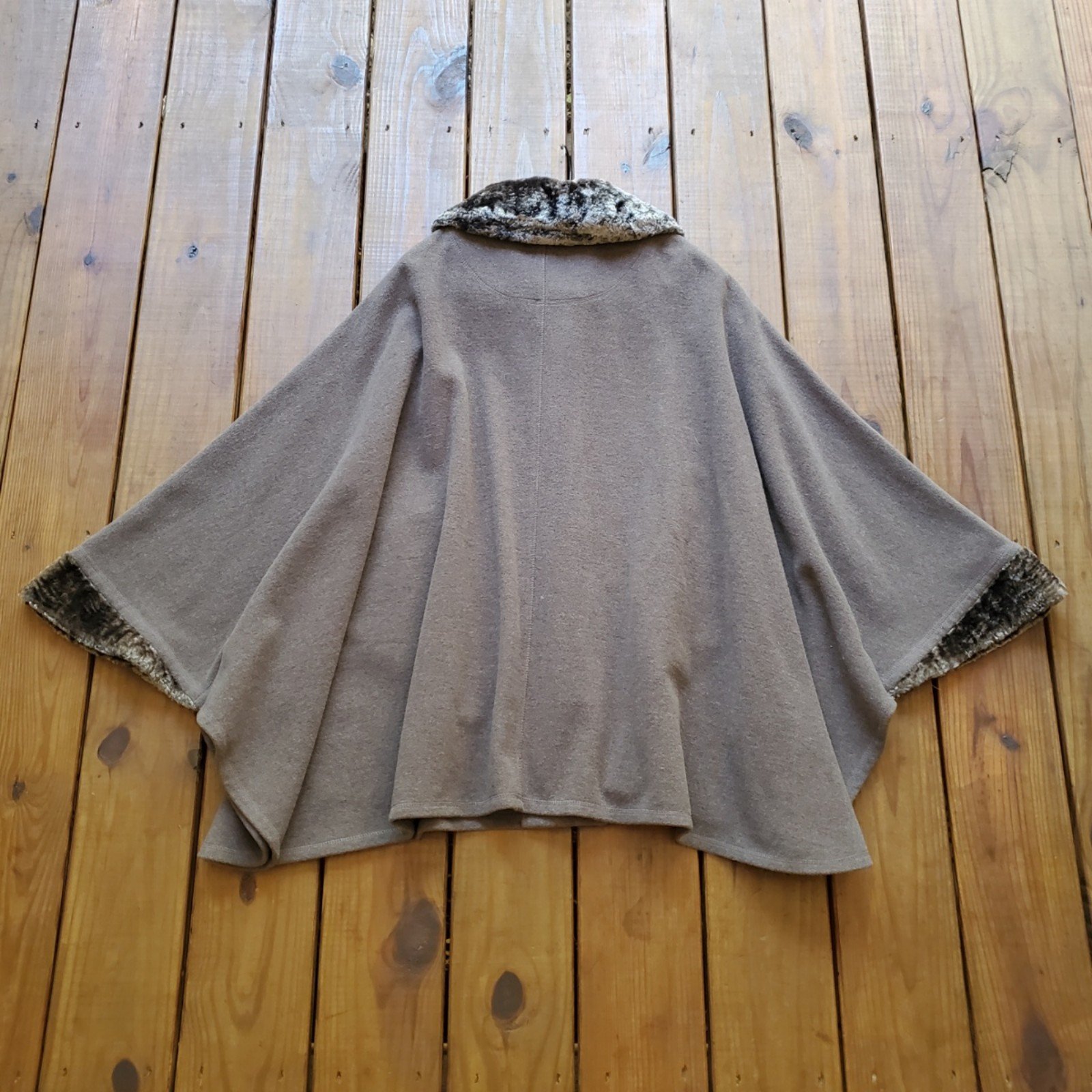Wholesale price Vintage 70´s M/L/XL mocha brown faux fur wool cape coat PQUuWsMom Discount