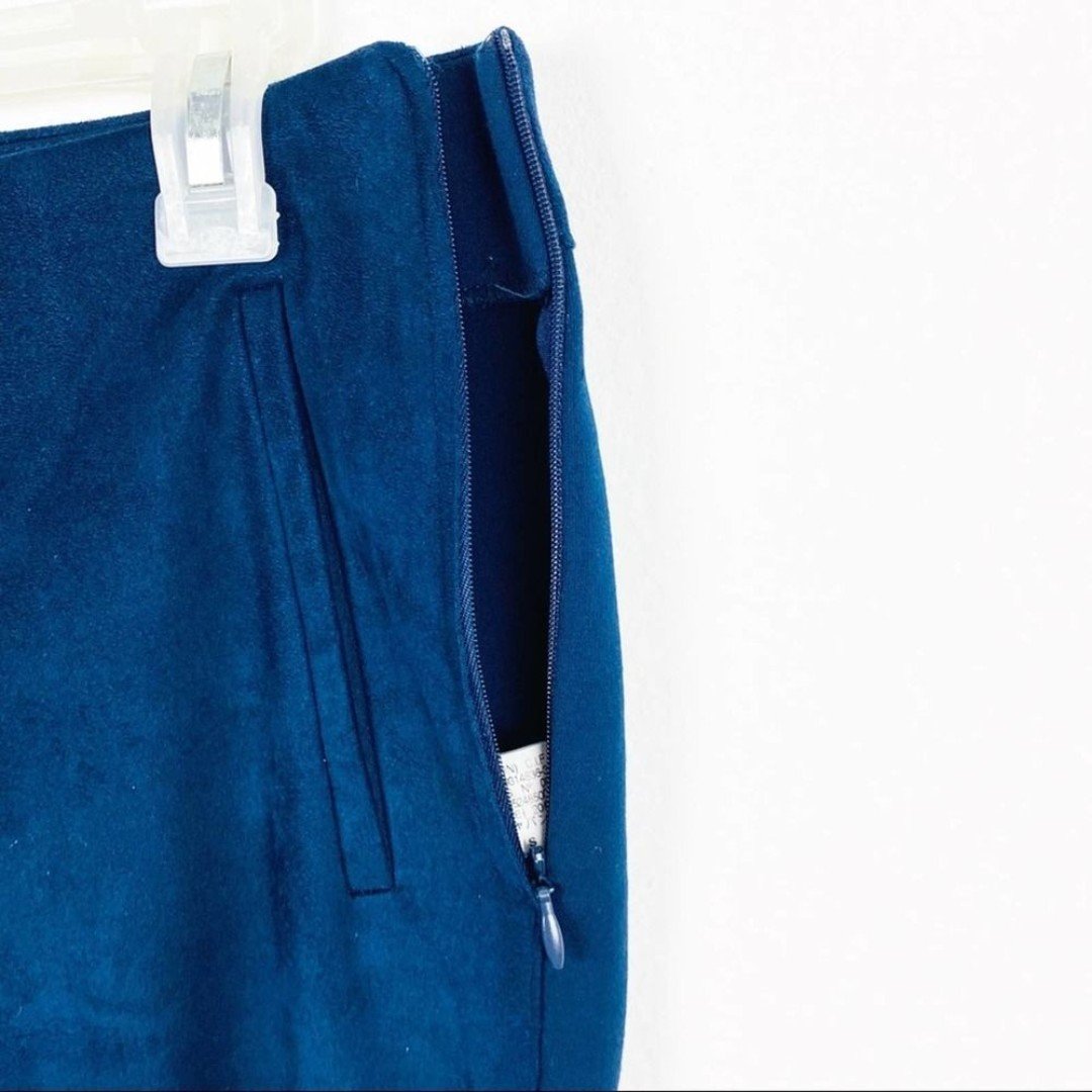 Amazing ZARA Navy Blue High Waist Skinny Faux Front Suede Pants, Size Small MqrvbiyQq hot sale