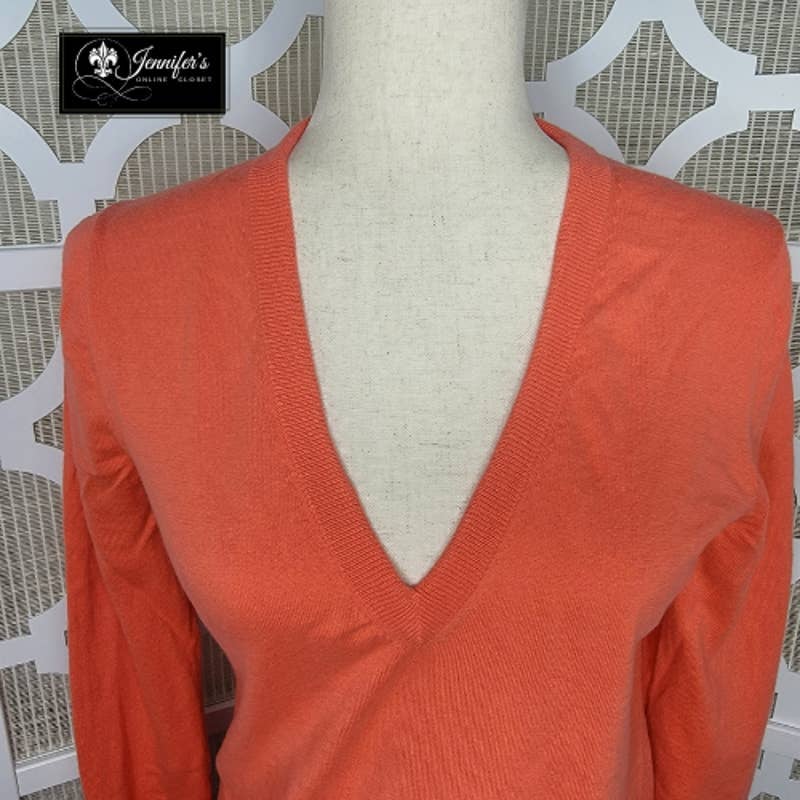 Nice J. Crew Women´s Orange V-Neck Lightweight Long Sleeve Sweater LgbL1dbsA Hot Sale