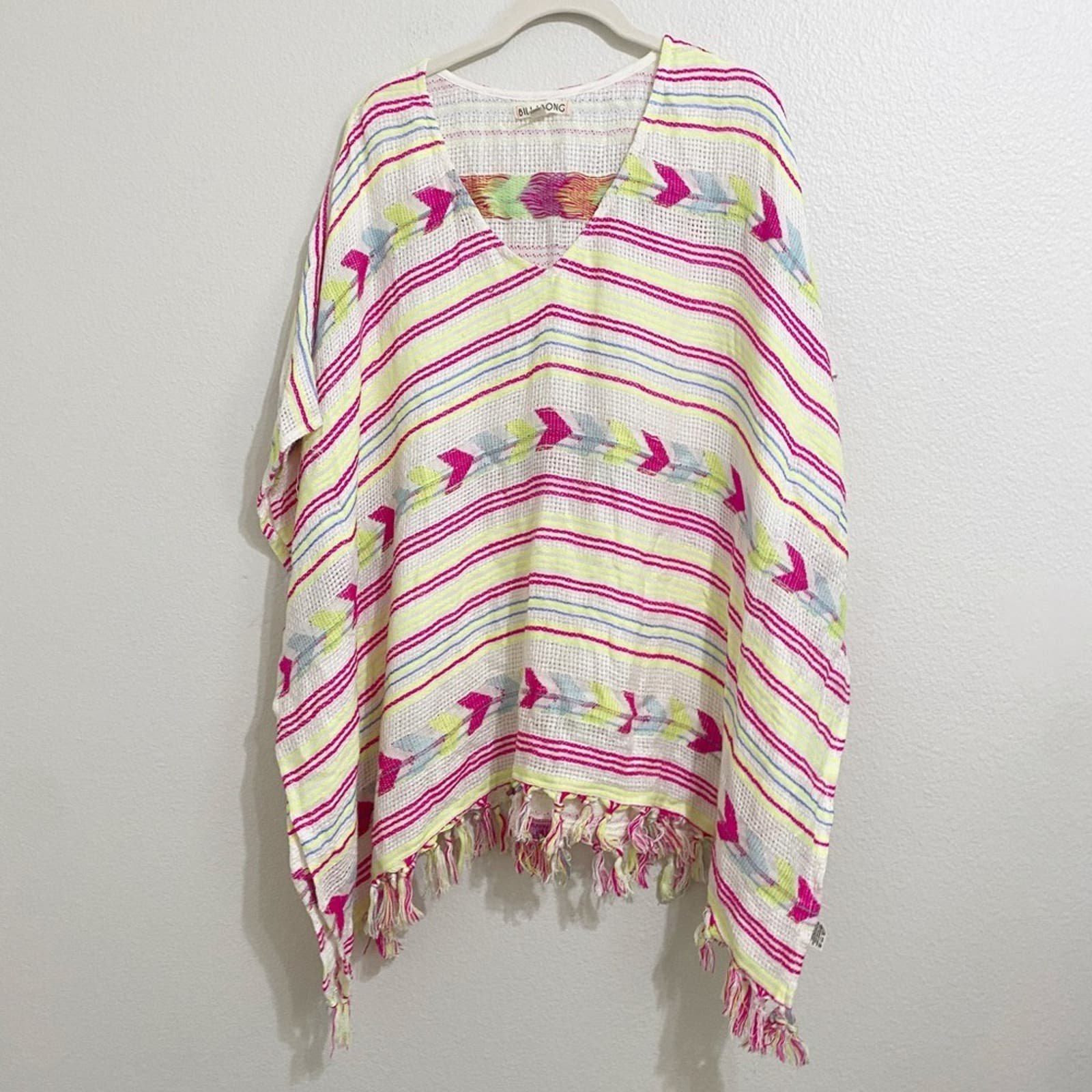 Comfortable billabong embroidered poncho cover up fring