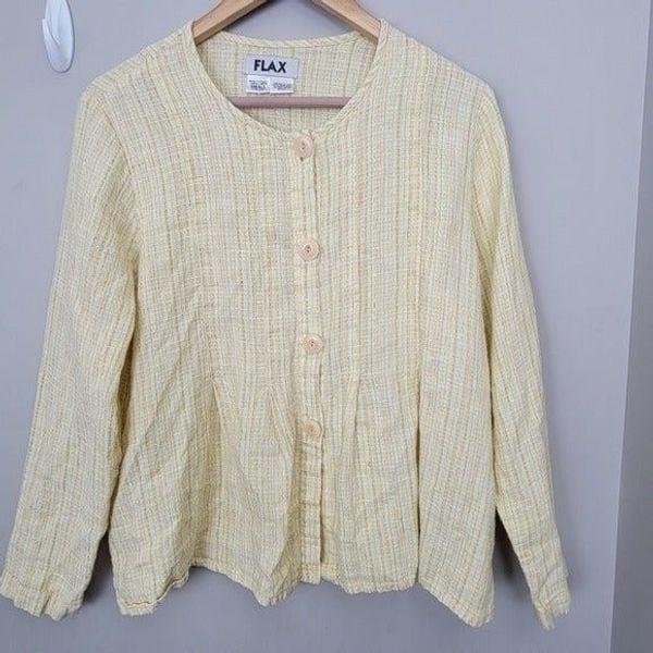 Wholesale price Flax Yellow Button Down Linen Blazer Small PdRcTgT0p outlet online shop