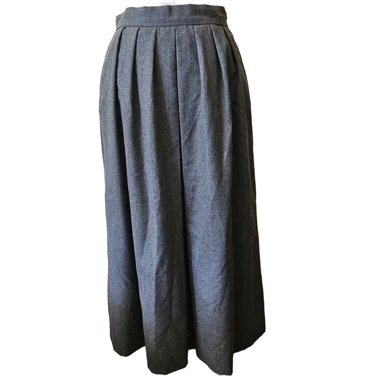good price Vintage Grey Wool Midi Skirt With Pockets Si