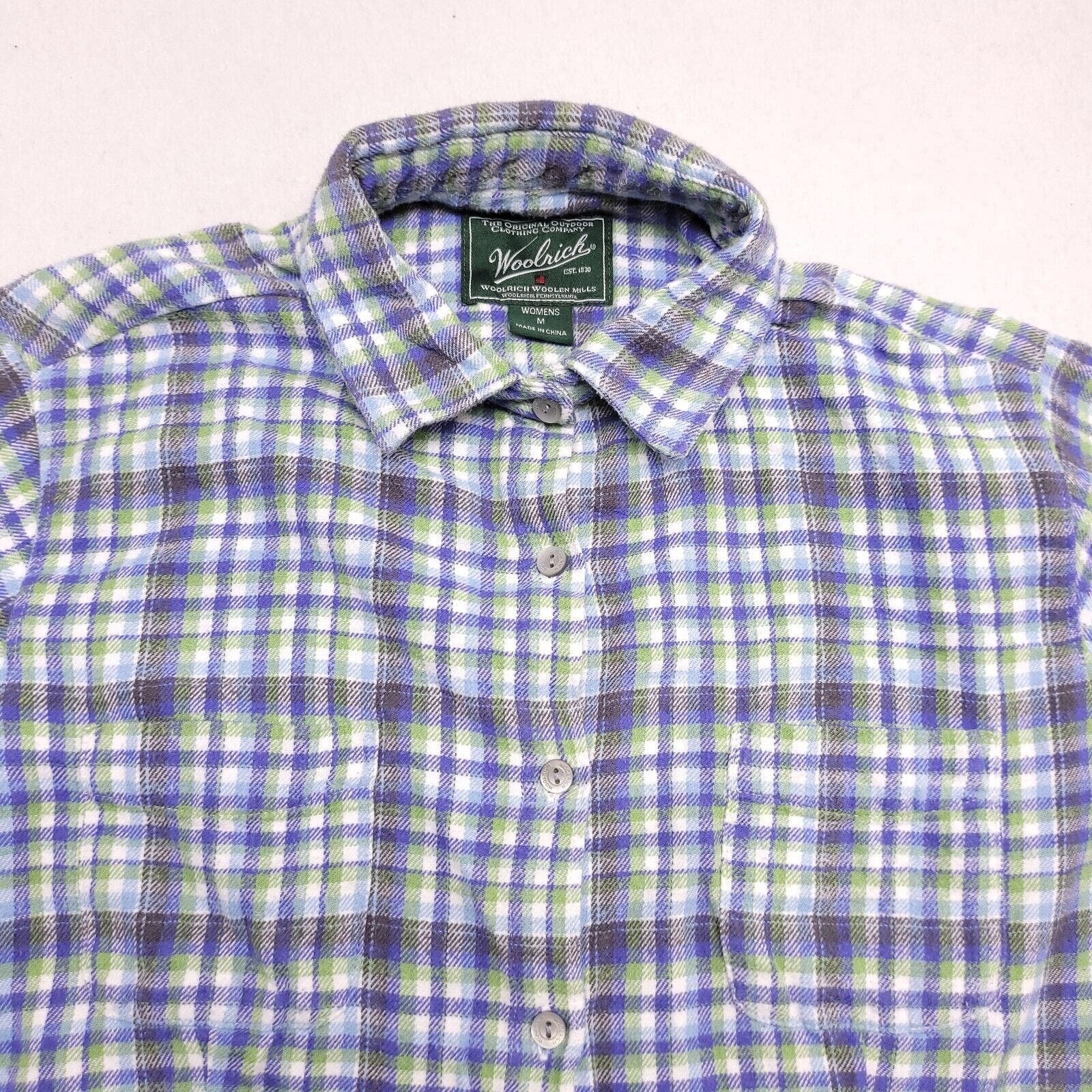 Factory Direct  Woolrich Casual Button Up Long Sleeve Shirt Womens Size Medium M Blue Green oC0ojbSOb US Outlet