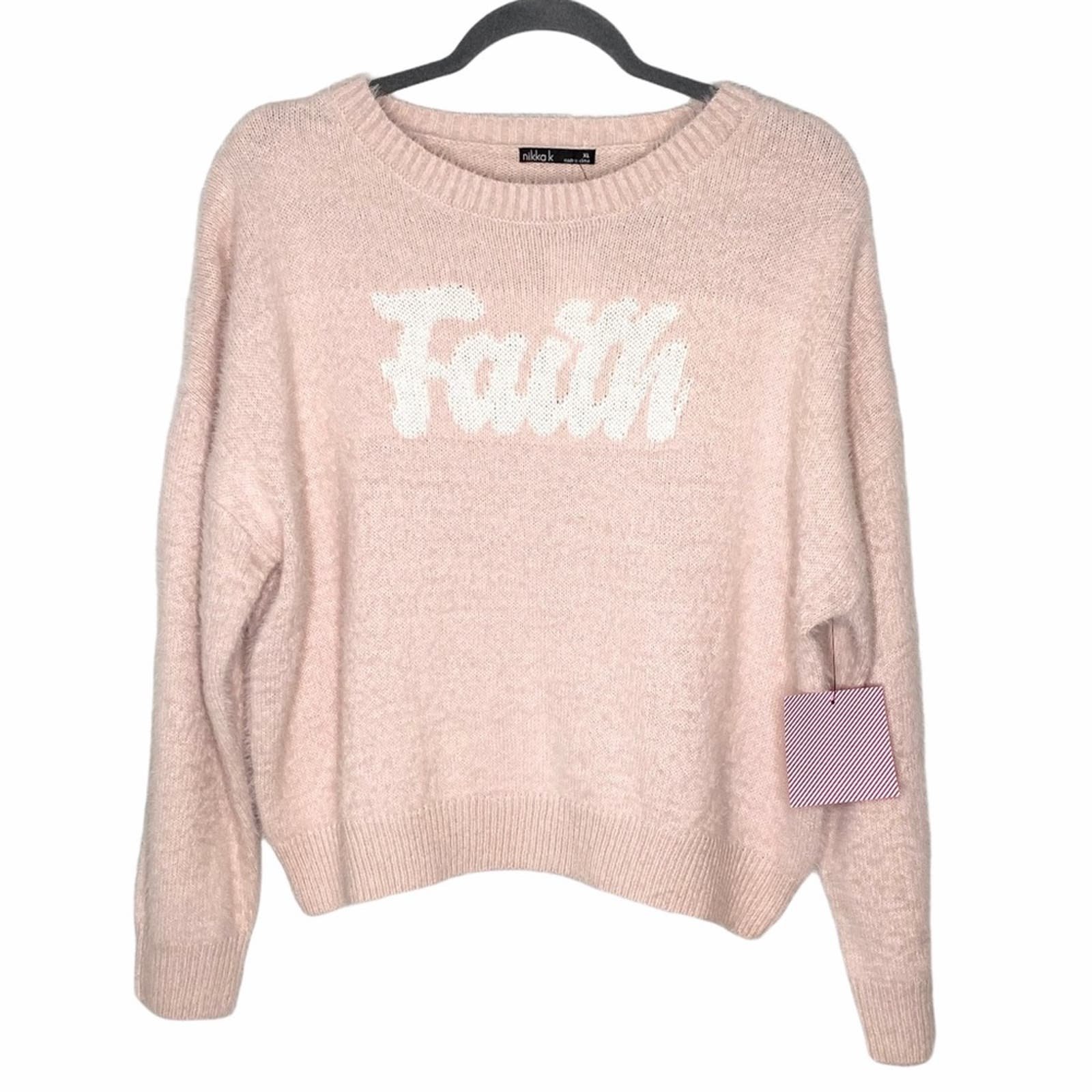 Affordable Women´s NWT Nikka k “faith” fuzzy blush pink cozy soft sweater size XL hnRHk4PdJ best sale