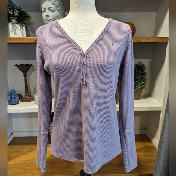 large selection Zyia Waffle Knit V Neck Sweater in Lave